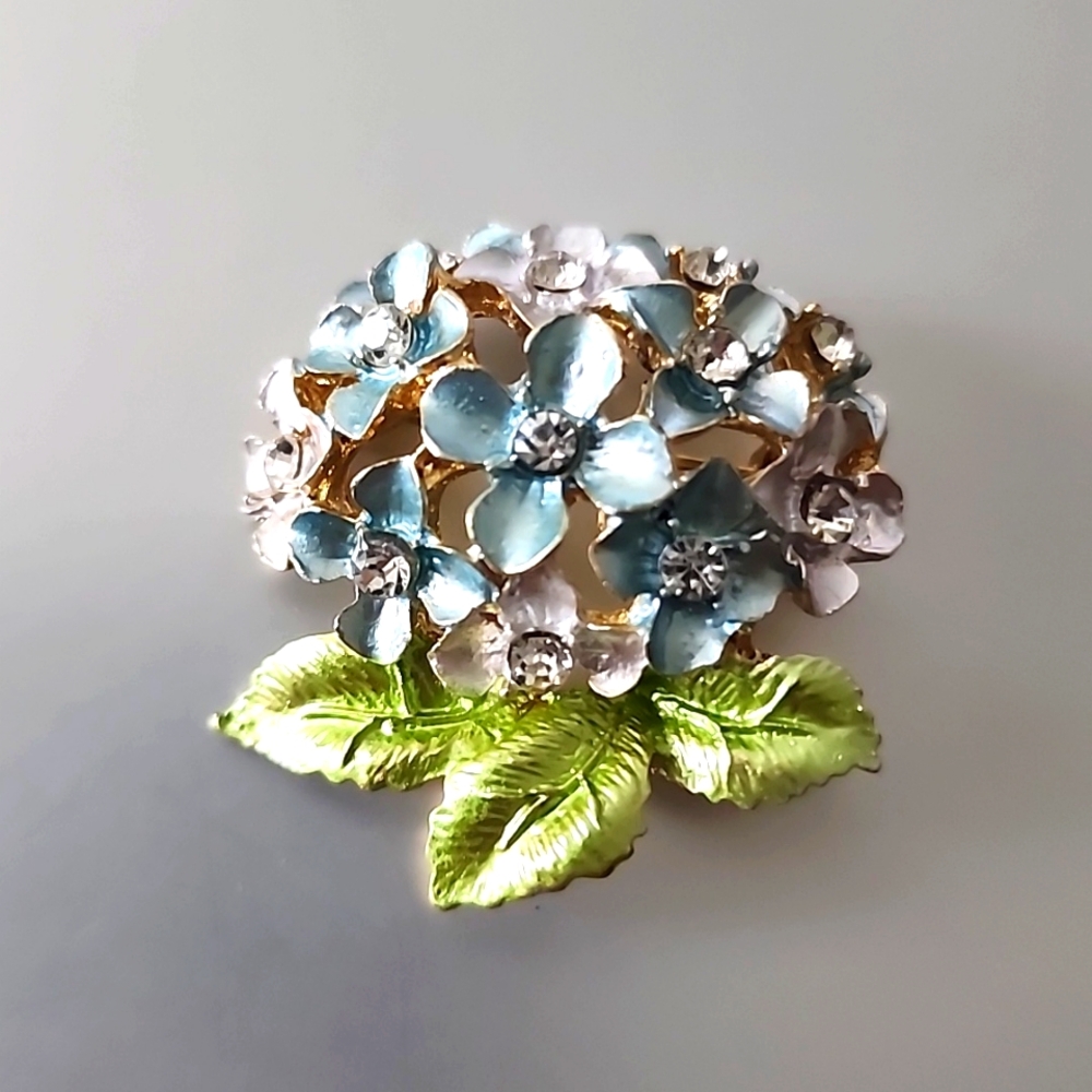 Fashion Jewelry Blue and Green Floral Brooch
